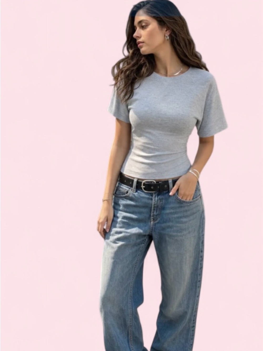 Cider Light Heather Gray Short Sleeve Slim Crewneck Tee